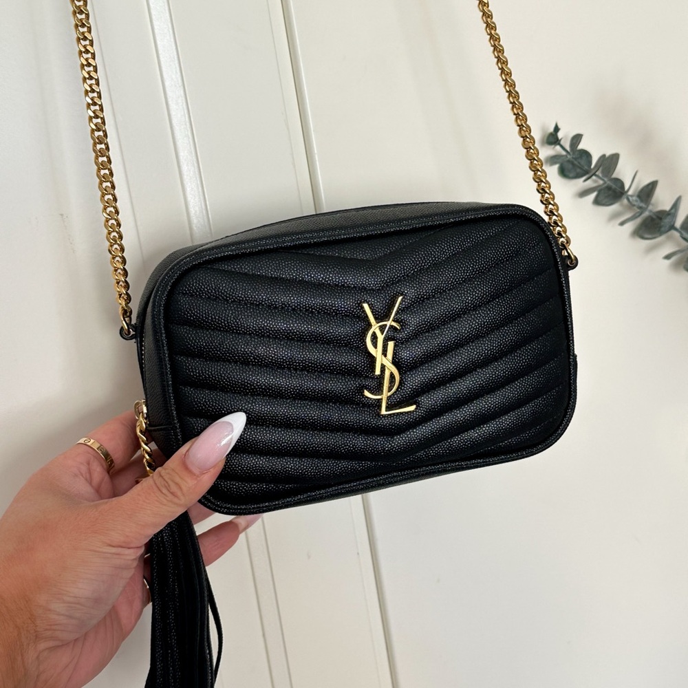 Yves Saint Laurent Black and Gold mini Lou camera bag